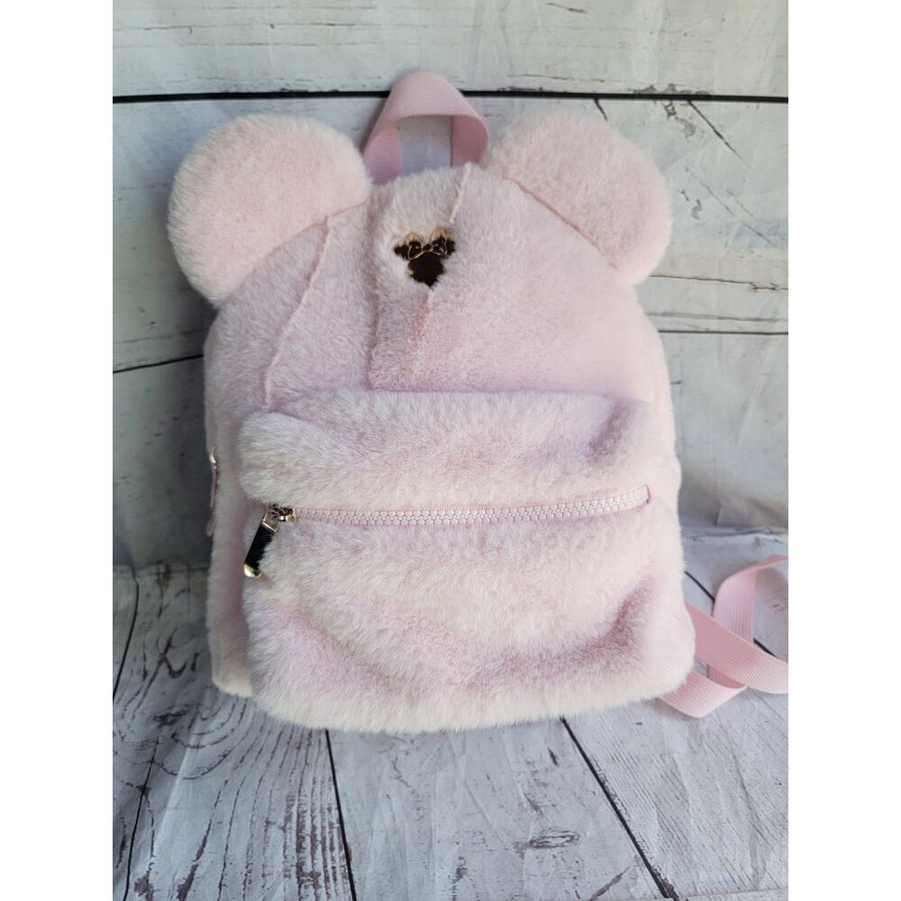 Disney Minnie Mouse Pink Fuzzy Mini Backpack Bioworld